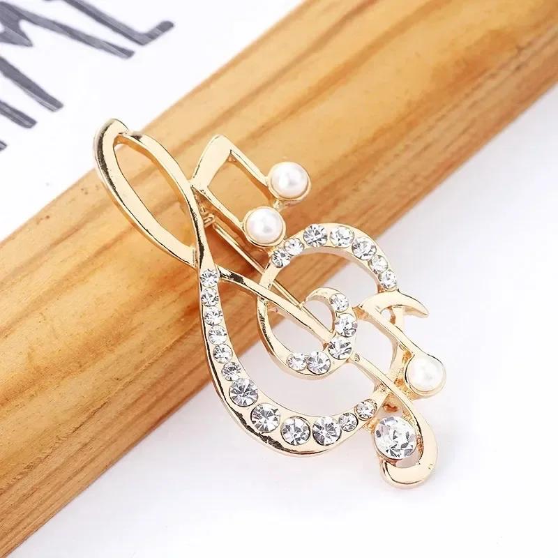 

New Brooch for Women Elegant Music Note Pearl Pendant Jewelry Music Note Brooch Fashion Temperament Dress Decoration Accessories