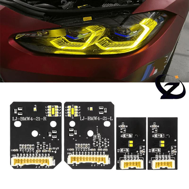 Yellow Angel Eyes DRL LED Boards For 2022 2023 BMW M3 G80 M4 G82 G83 G22 G23 G26 Daylight Laser Headlight OE# 9851048 9851047