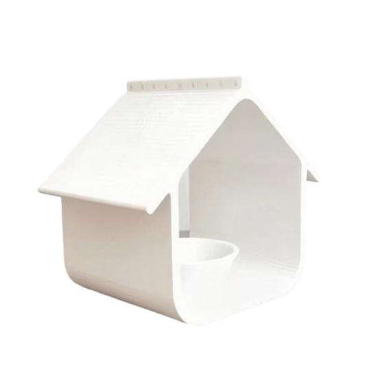 

Водонепроникна годівничка для птахів у формі будиночка, підвісна годівничка для птахів, погодостійка вулична годівничка для птахів для патіо, настилу, тераси, саду, заднього двору білий