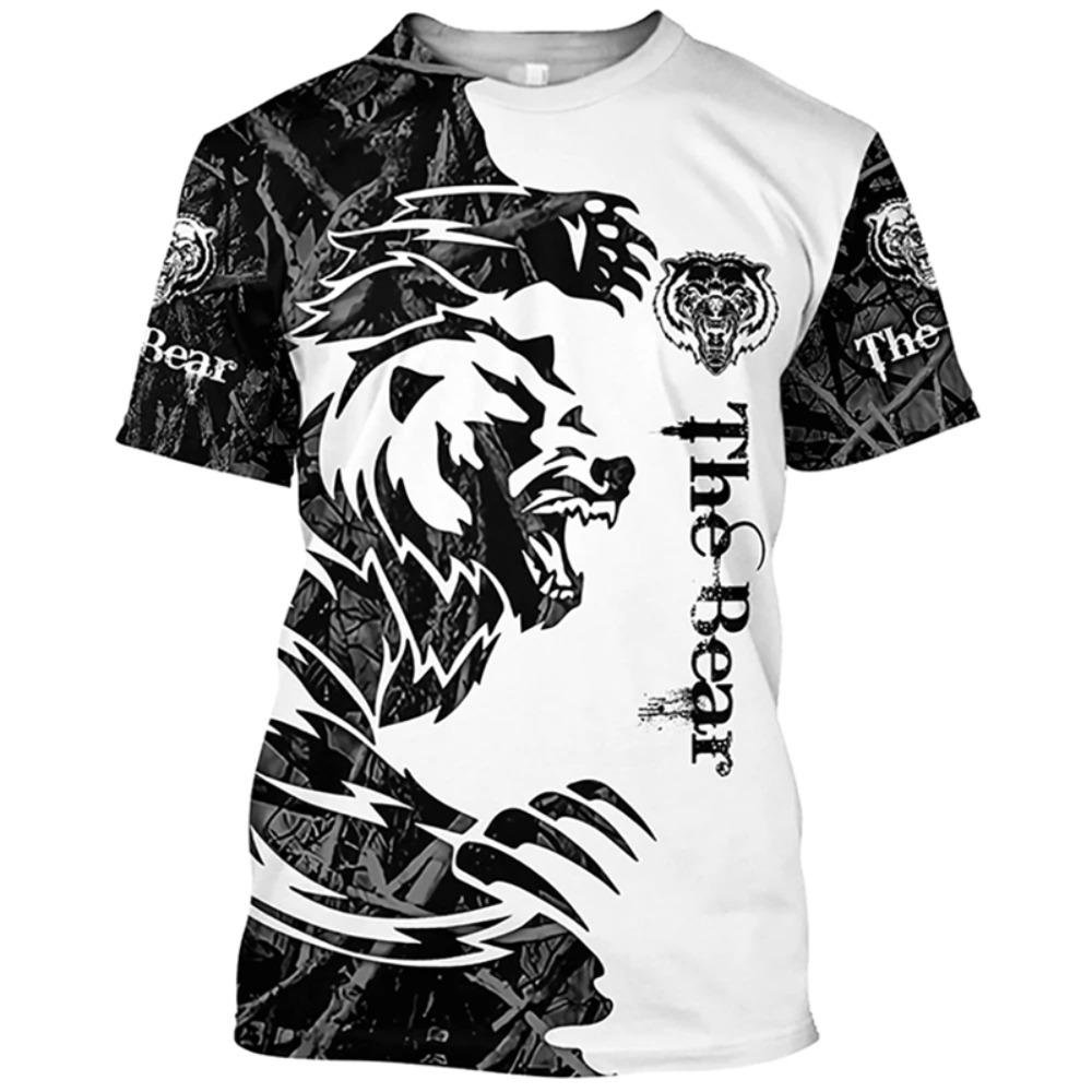 Outdoor Hunting 3D Printed T Shirt For Men Animal  Bear Graphic T-Shirt Casual Streetwear Ropa Hombre Oversized O-Neck Tee Tops