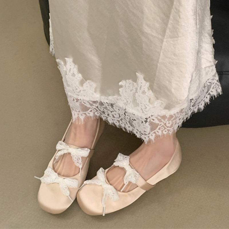 Fashion Square Toe Women Mary Jane Shoes Fashion Shallow Butterfly-knot Shoes 2025 Spring Ladies Elegant Dress Slip on Shoes