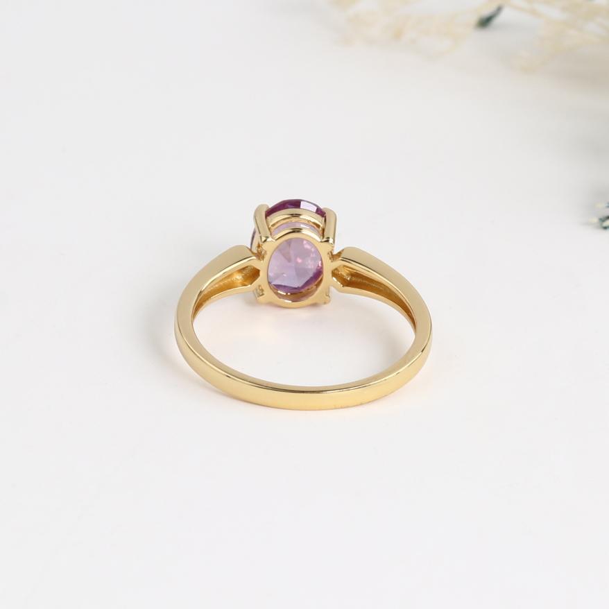 Pierścionek ze srebra próby 925 platerowany żółtym złotem, delikatna biżuteria z Created owalnym 7*9mm zmieniającym kolor Alexander nano dla kobiet, do noszenia na co dzień