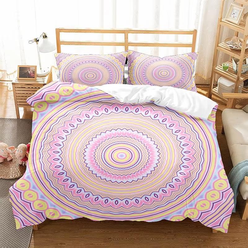 Psykedelisk Mandala Påslakan Bohemia 3D Blommig Sängkläder Set Mikrofiber Abstrakt Geometrisk Täcktäck Cover För Barn Vuxen Dekor