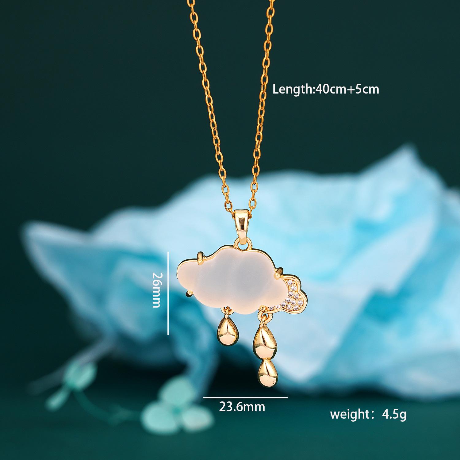 

Fashion Zircon Resin Cloud Pendant Necklace for Women Girls Stainless Steel Chain Sweet Cute Party Accessories Jewelry Gifts