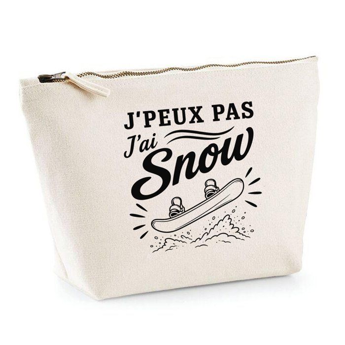 Trousse de toilette - PLANETEE - J’peux pas j’ai Snow (minimaliste) - Coton 100% - 3 L - Zip métal