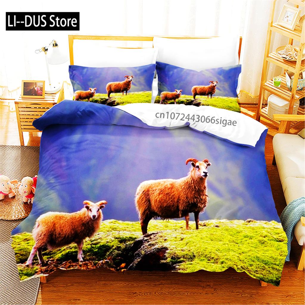 3D Printed Sheep Duvet Cover With Pillow Cover Bedding Set Single Double Twin Full Queen King Size Animal Bed Set Bedroom Decor