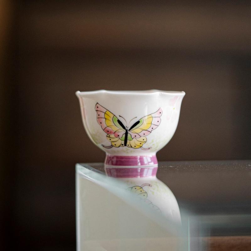 100ml Pure Hand Drawn Beautiful Butterfly Gai Wan Ceramic Tea Bowl Gai Wan Tea Maker Kungfu Tea Set Tea Ceremony  200ml
