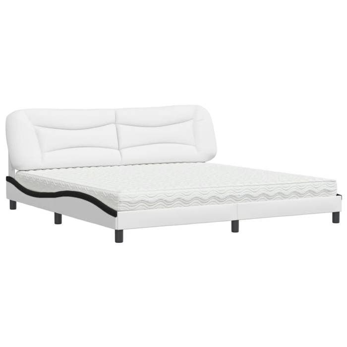 VidaXL Lit avec matelas blanc et noir 200x200 cm similicuir 3208751