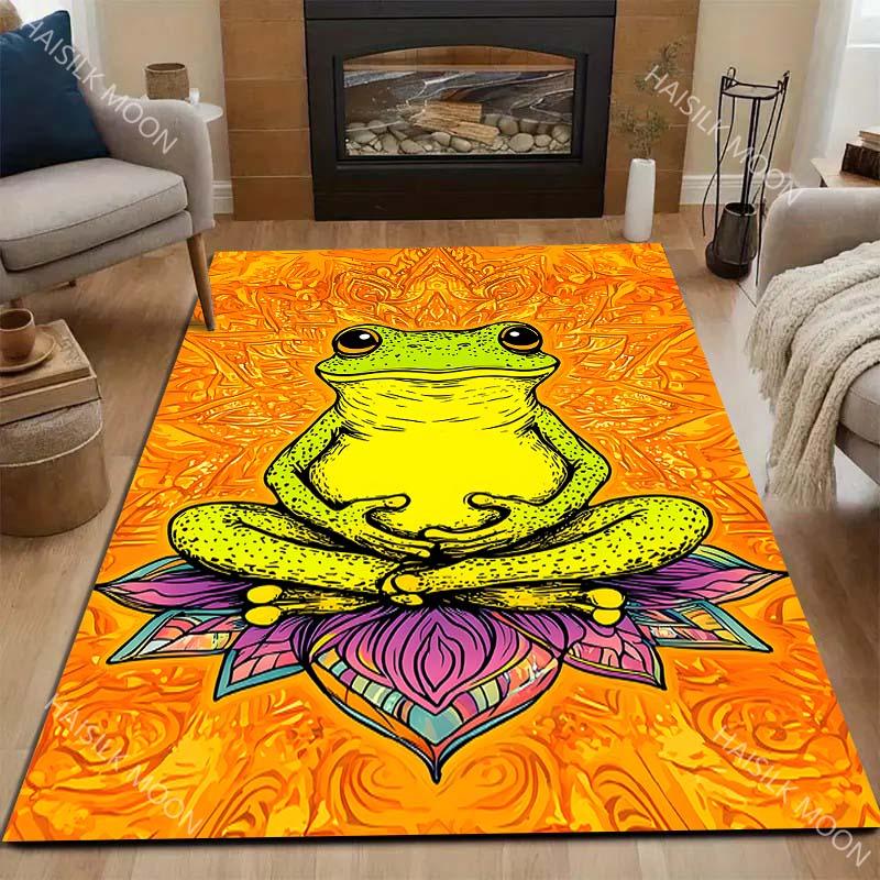 New Product! Meditating Frog Carpet for Living Room Bedroom Bedside Floor Mat Cloakroom Kids Activity Area Rugs Large Size