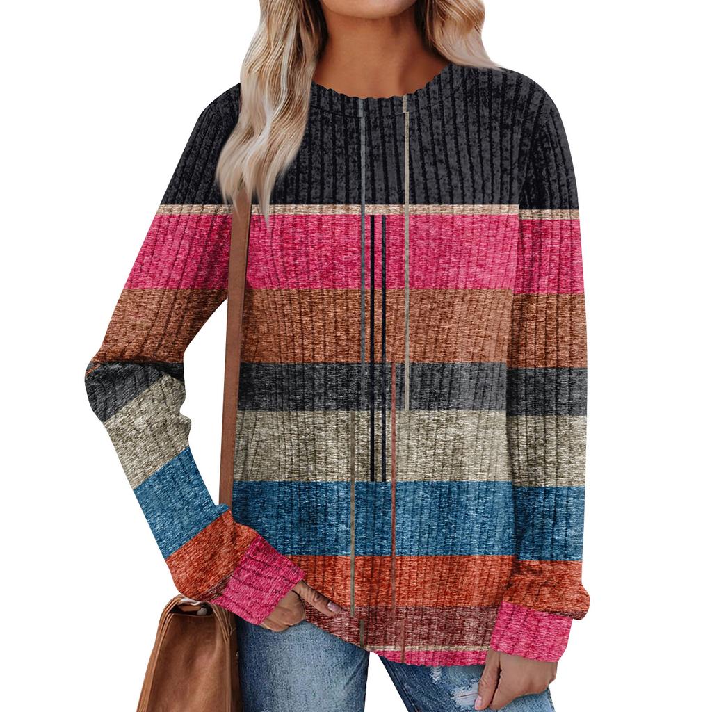 Women's Printed Lightweight Brushed-Cotton Round Neck Top