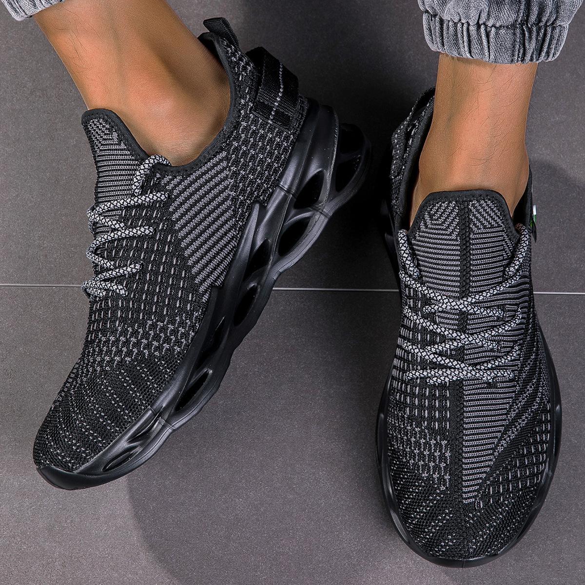 

Весенние и осенние туфли из кокоса, сетчатые дышащие туфли Blade, универсальные кроссовки для бега, спортивная модная обувь, женская обувь, летающие тканые туфли 45 чёрный