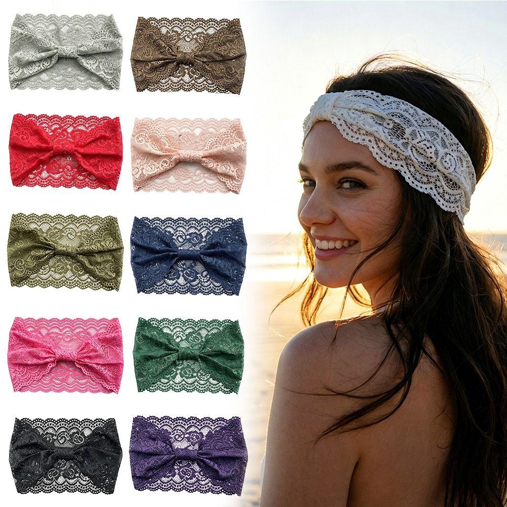 Solid Color Elastic Headband Hollow Out Wide Headbands Fashion Women's Hairband Hair Accessories