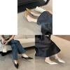 Pu Material Womens Elegant Pointed Toe Mid Heels For Office And Casual Outings