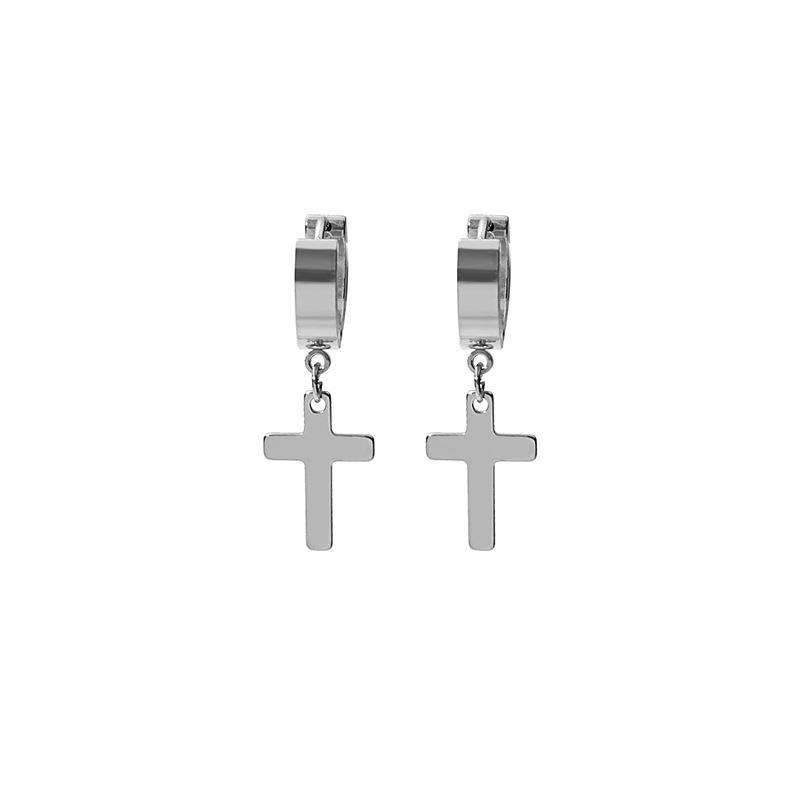 

Trendy Personalized Stainless Steel Cross Earrings, Punk Rock Men S And Women S Ear Clips