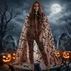 Leichter Spinnennetz-Strickjacke Halbtransparenter Langer Umhang Halloween Kapuzenumhang Kostüm