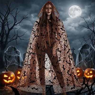 Lightweight Spider Web Mesh Cardigan Semi-transparent Long Cloak Halloween Hooded Cape  Costume