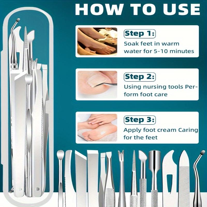 10pcs Stainless Steel Ingrown Toenail And Cuticle Removal Kit - Odorless Pedicure And Manicure Set, No Power Required, Portable Storage Case
