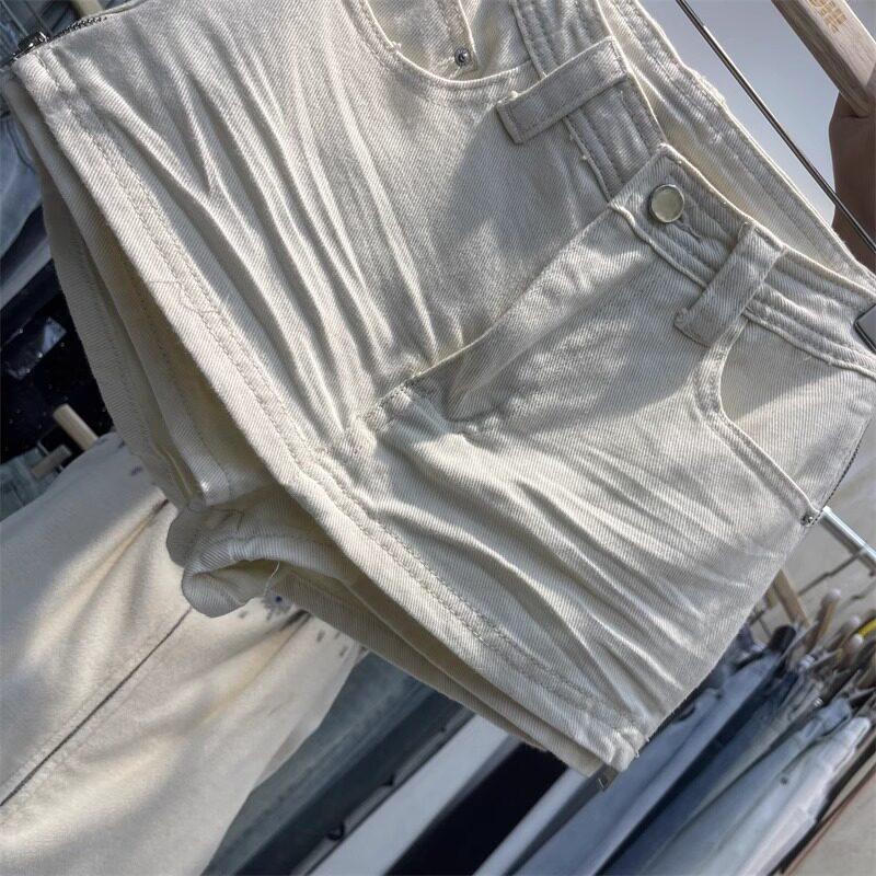 Gonna corta di jeans bianca alla moda: Dimagrante, Versatile, Zip Laterale, Caratteristica Anti-Esposizione