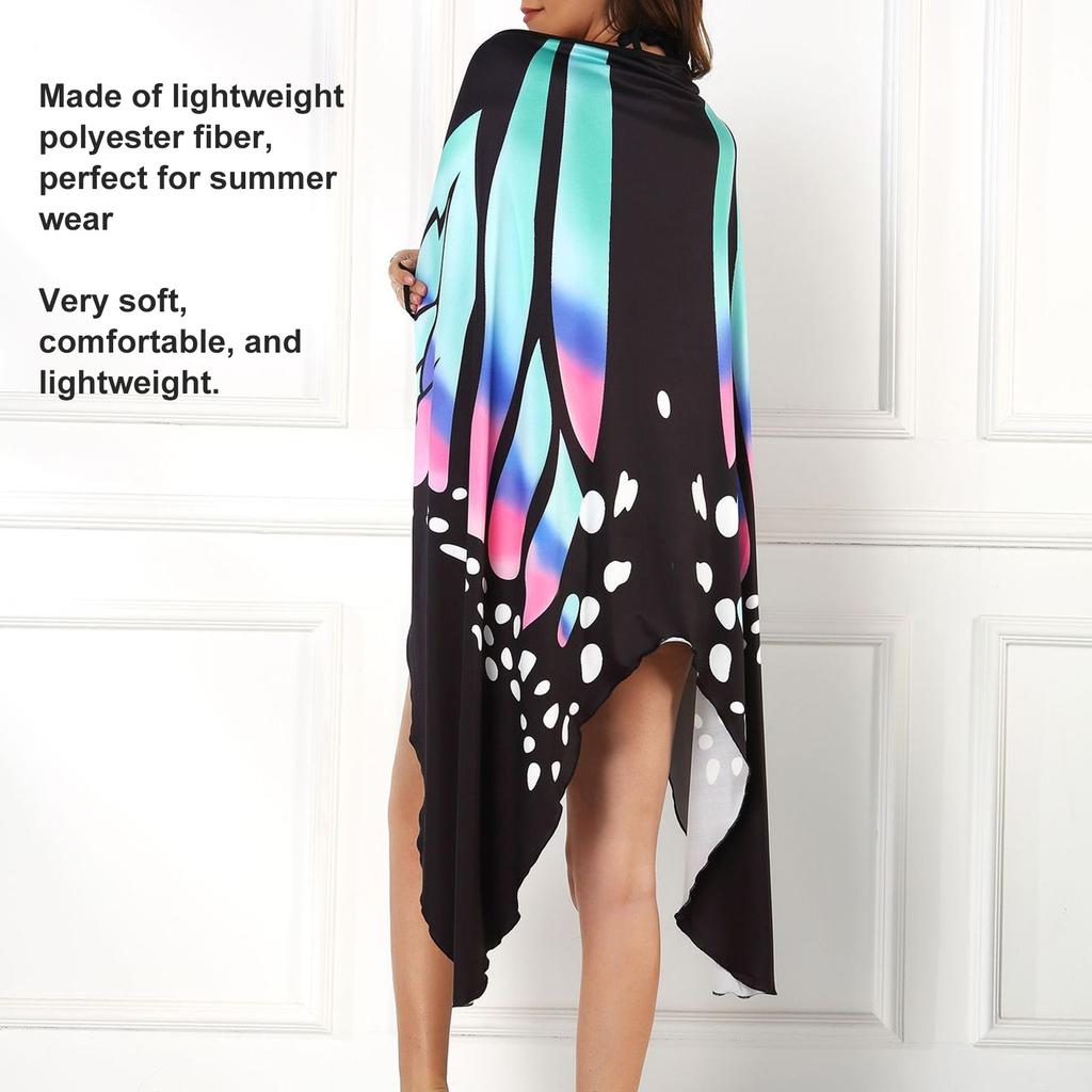Beach Swimwear Cover Up Butterfly Pattern Comfortable Breathable Stylish Bikini Cover Up Blue
