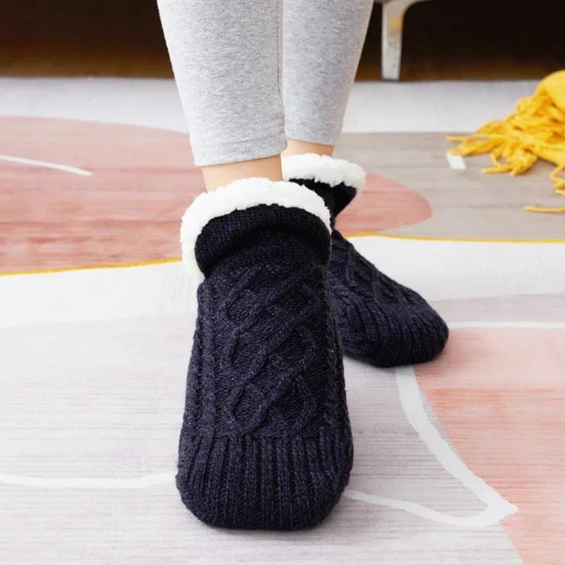 Thickened Winter Woven Thermal Cashmere Socks Floor Socks Women Carpet Home Plus Socks Velvet Sleep Socks Slippers Boat Socks