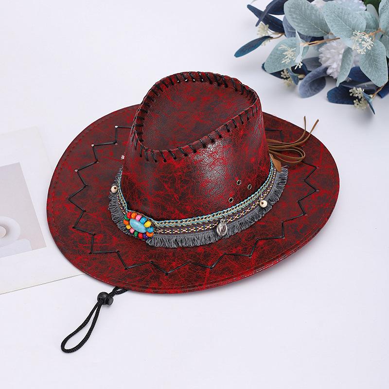 Ethnic Style Top Hat Western Cowboy Hat Men's Mountaineering Sun Hat Sun Protection Travel Prairie Sun Hat Jazz Hat