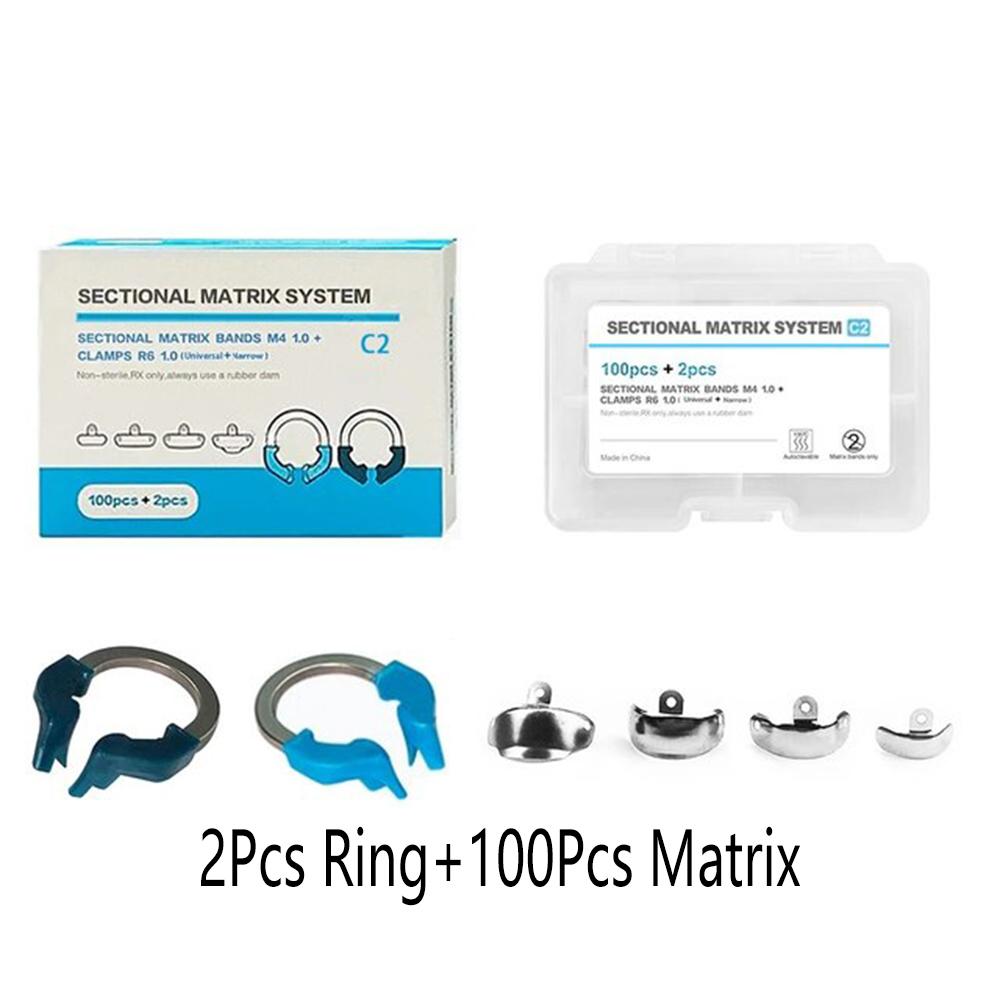 1 Box F3/G3 Dental Sectional Matrix System Sectional Contoured Metal Matrices Matrix Bands Resin Clamping Ring Dental Pliers