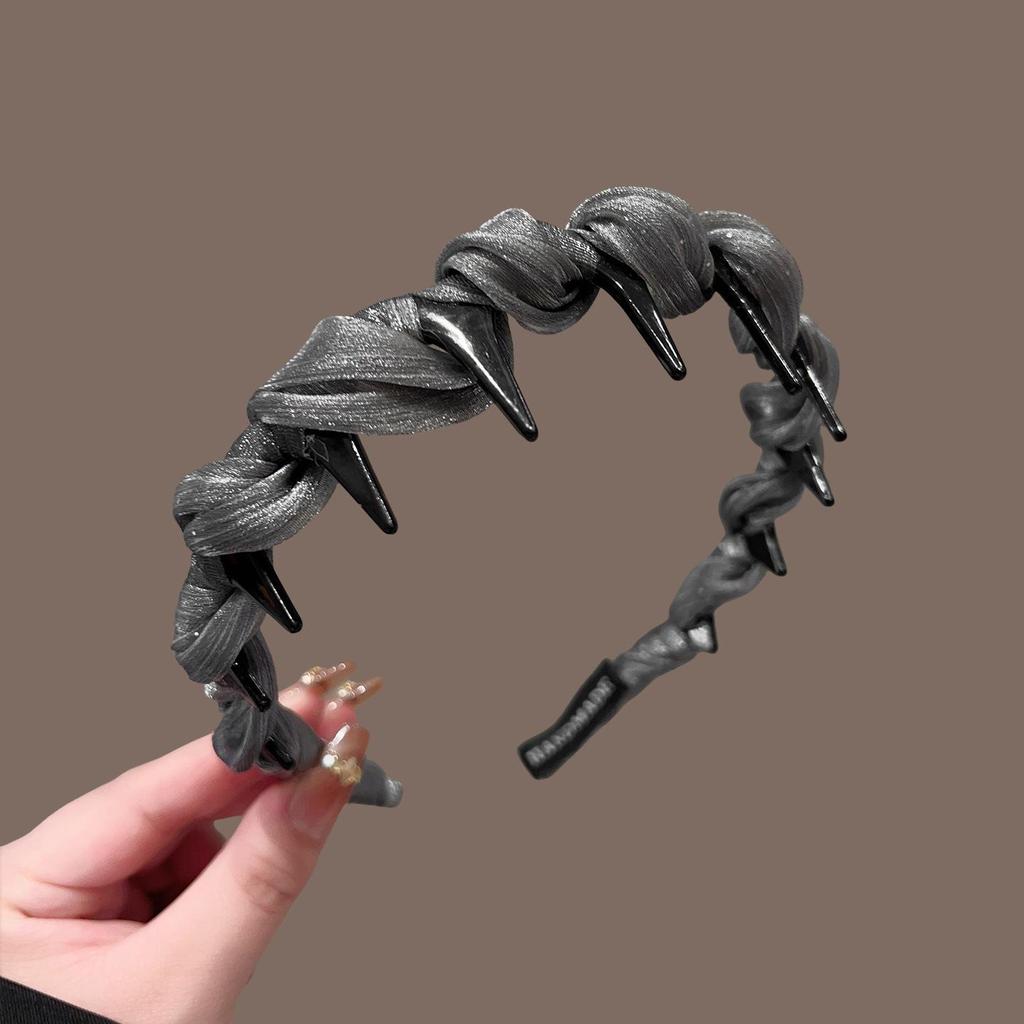 High-End Women's Bow Headband with Teeth - 2025 Face Washing & Hair Pressing Accessory