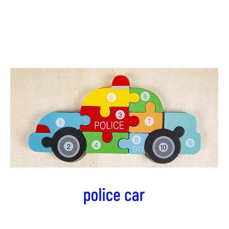 Wooden 3D Cartoon Number Puzzle Board for Kindergarten Kids – Educational Toy