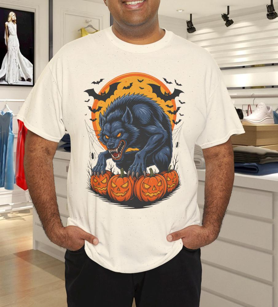 

Scary Werewolf Halloween Moon Pumpkin Spooky Bats Horror T-Shirt 4XL