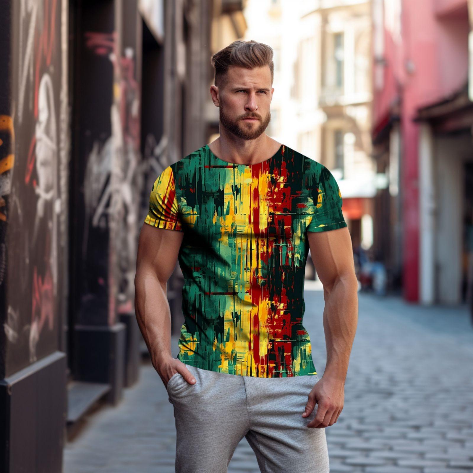 Мужская и женская весенне-летняя повседневная футболка с короткими рукавами и круглым вырезом пуловер с 3D-печатью XXL 1427₽