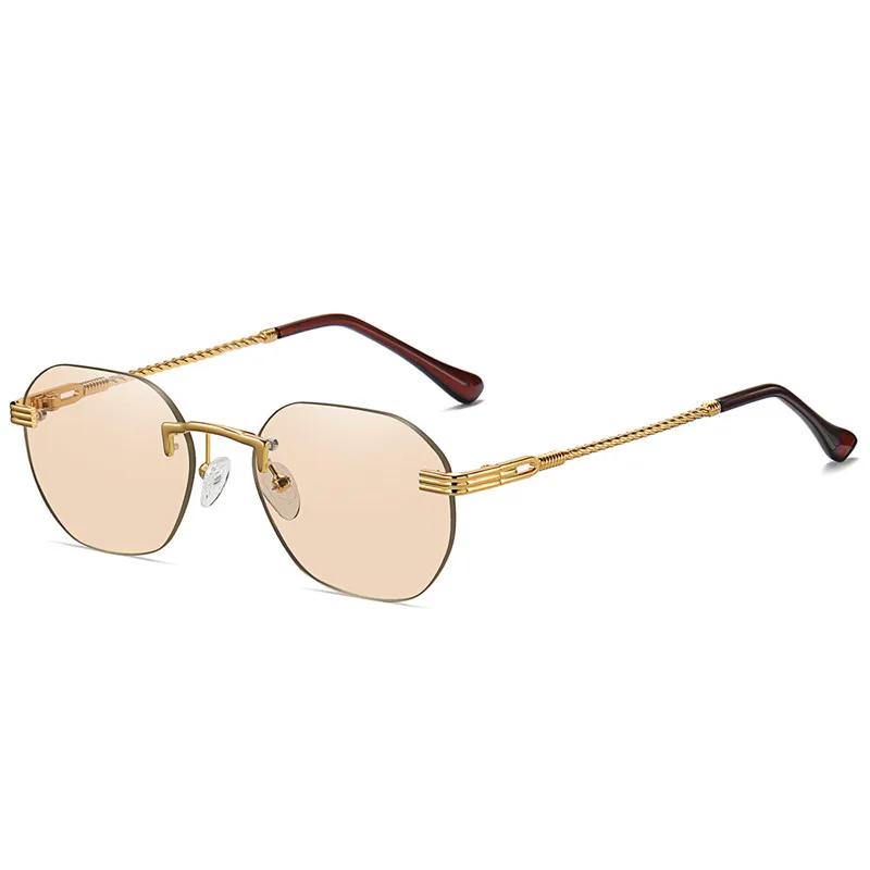 

Frameless Gold Metal women Sunglasses Rimless Gradient Lens Blue Fashion Sun modern Glasses For Men Uv400 Summer As picture