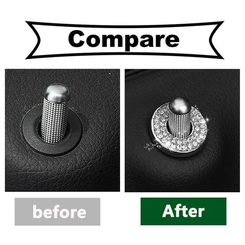 4X For Mercedes Benz E C GLC Class Lift Bolt Sparkle Pull Rod Bling Car Door Lock Pin Ring Cover Crystal