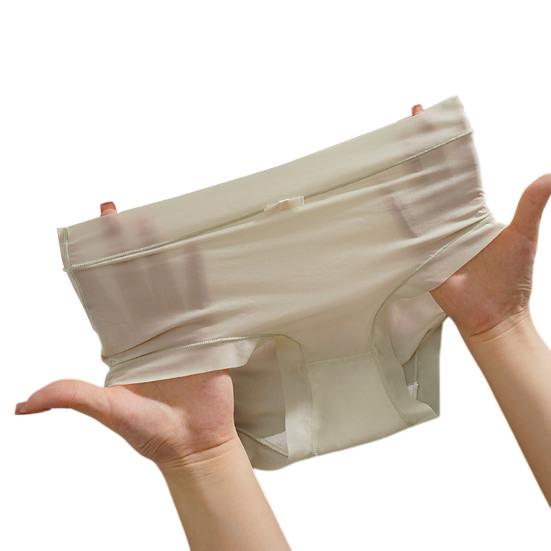 Women's Ultra Thin Ice Silk Underwear Mid-Rise Seamless Transparent Panties See Through Invisible Briefs