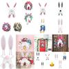 Easter Bunny Wreath Decor For Door Colorful And Durable