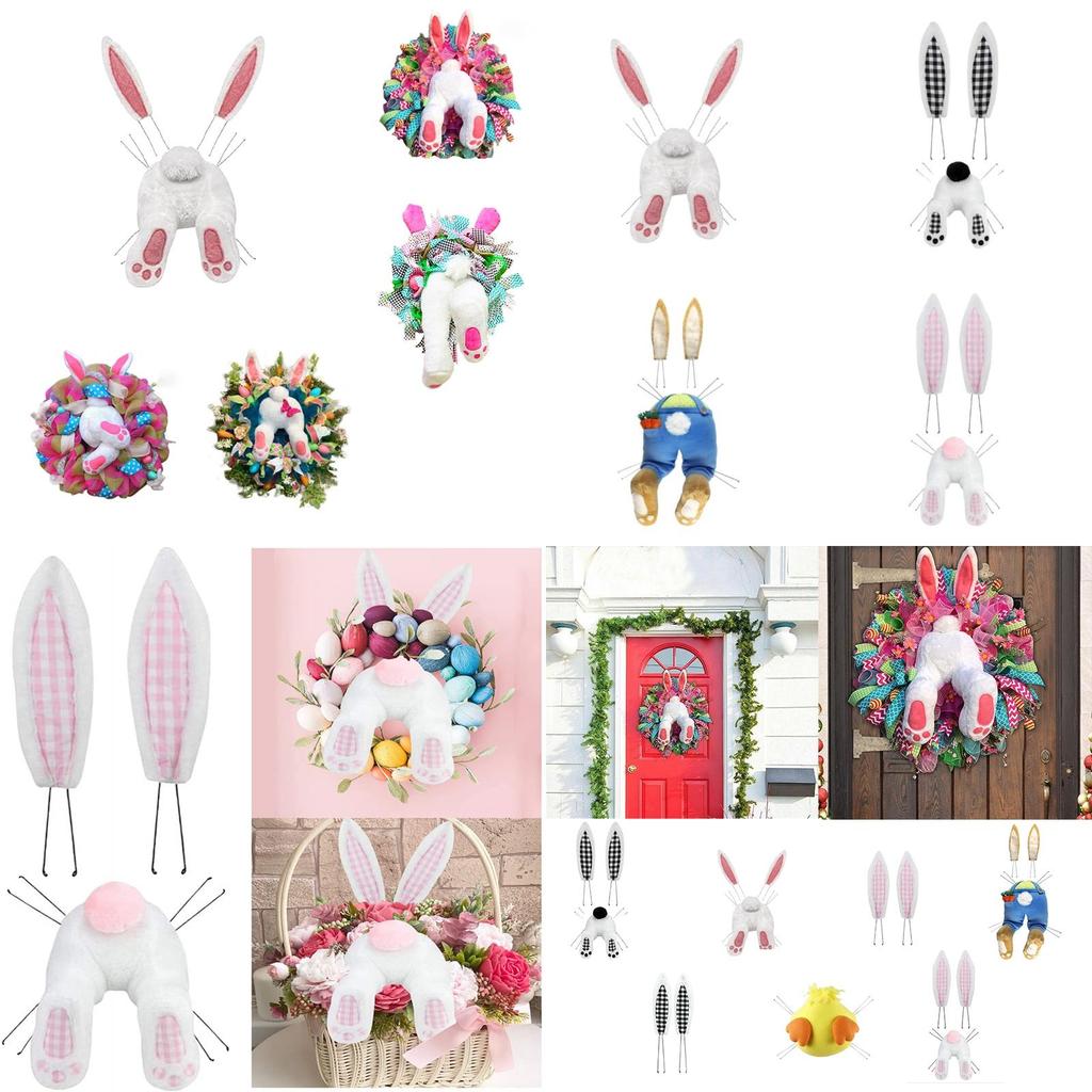 Easter Bunny Wreath Decor For Door Colorful And Durable