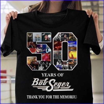 50 Years Bob Seger Thank You for the Memories Men Black Men S-234XL T-s