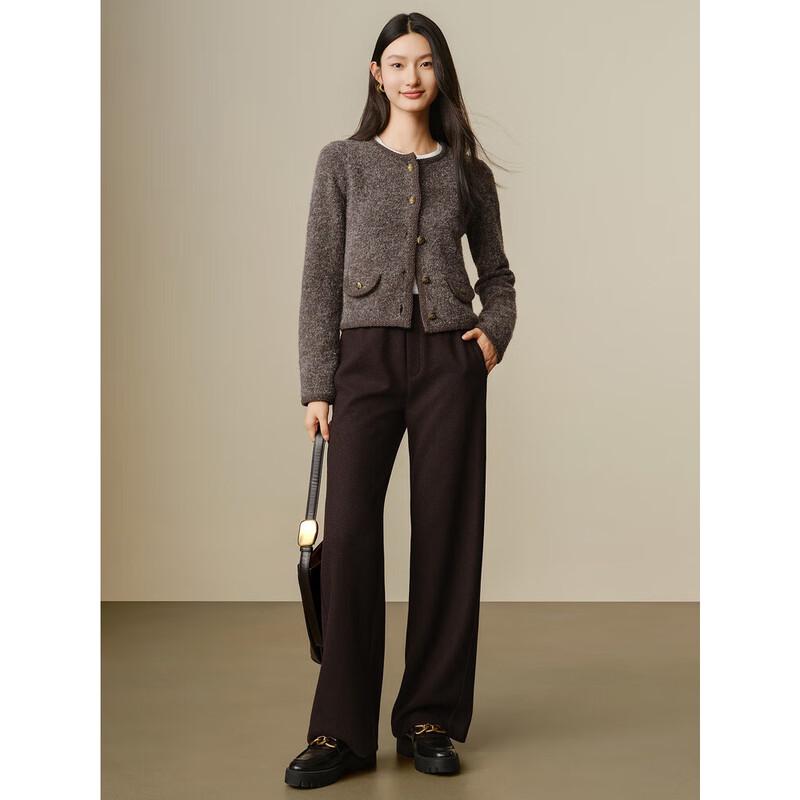 Elegant Wool Boucle Knit Cardigan L