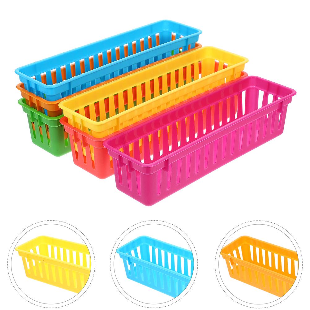 12 Pcs Basket Pencil Holder Stationery Plastic Baskets for Classroom Crayon Table Bins Supplies Small Tray Storage Student