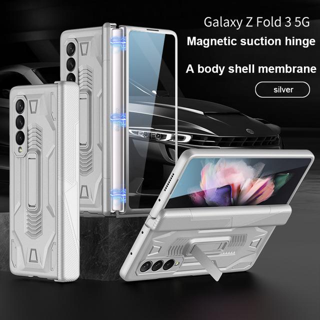 Scharnierhalterung Fall magnetische Rüstung Abdeckung für Samsung Galaxy Z Fold 3 5g Fall eingebauter Bildschirm Kamera Schutz stoßfest Fundas