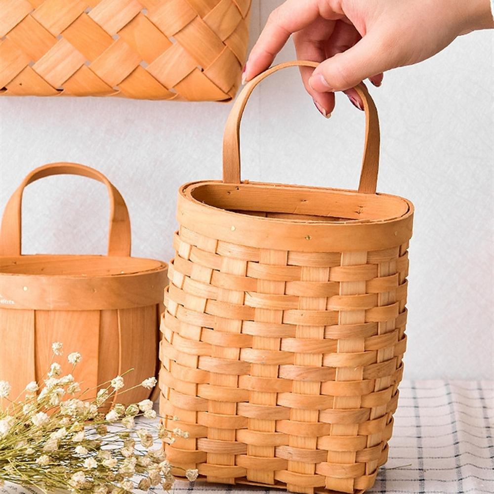 Wall Hanging Storage Baskets Wall Decorative Plant Flower Pot Bamboo Storage Basket For Home Garden Wedding Farmhouse Decoration