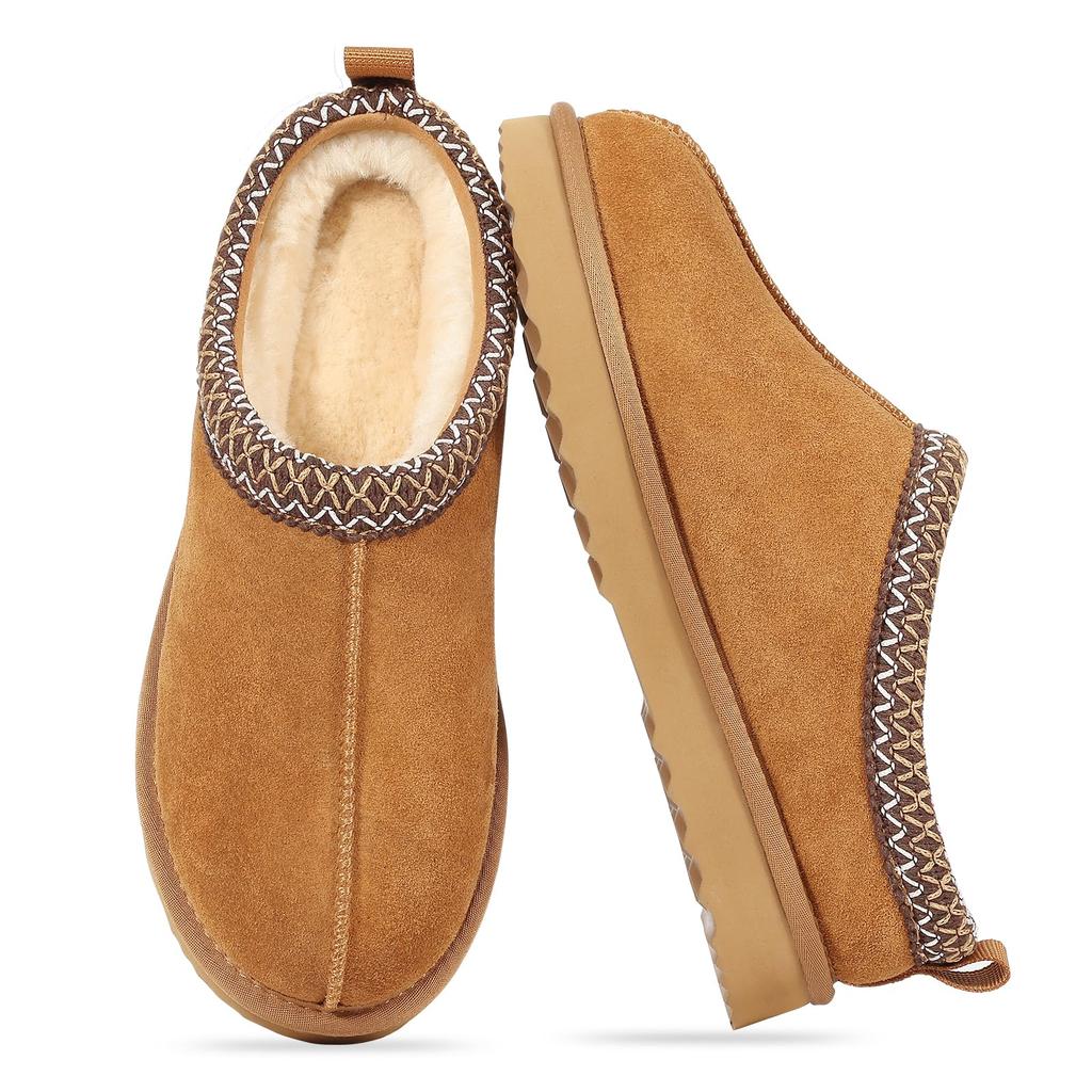 Fashion Shevalues Winter Genuine Suede Snow Boots For Women Fuzzy Cozy Warm House Cotton Boots Water Resistant Non-slip Fur Ankle Boots