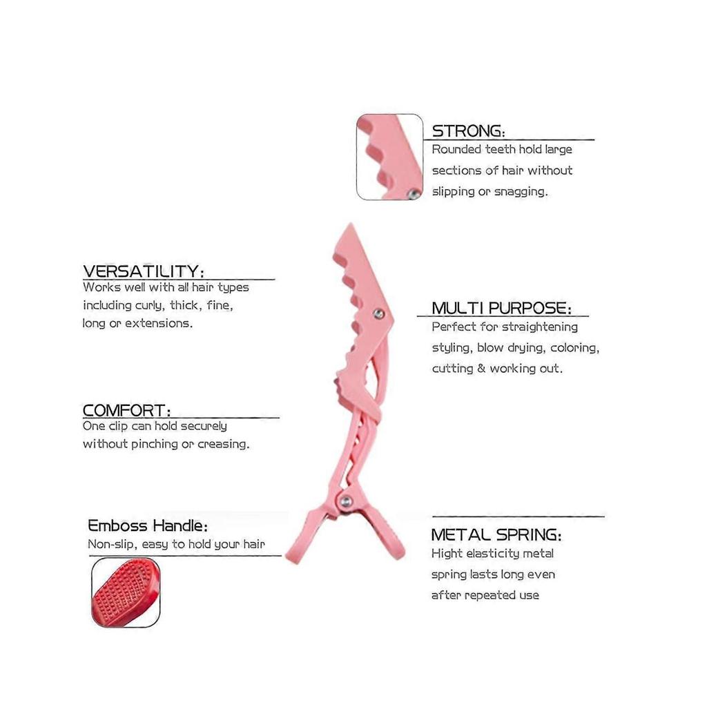 Styling Salon Hair Clips,Alligator,Plastic Hair-Non-Slip Diy Accessories Hairgrip-Pink