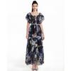 Summer Sexy Off Shoulder Slash Neck Ruffle Beach Party Dress Elegant Women Fashion Floral Pleated Holiday Long Dresses