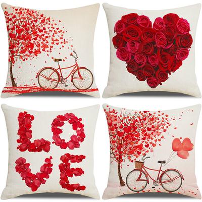 Neuer Valentinstag Romantische Liebe Rose Kurzer Plüsch Kissenbezug Zuhause Sofa Atmosphäre Dekorative Kissenhülle