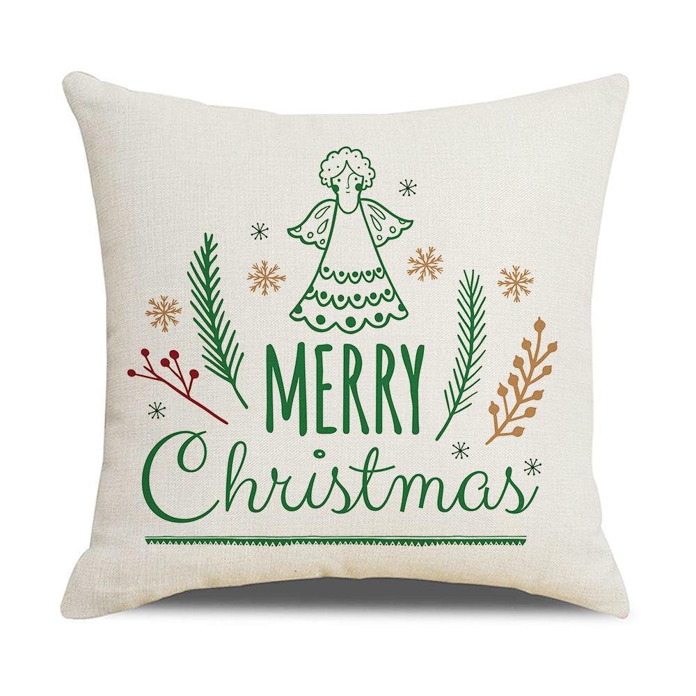 Christmas Pillow Cover Letter Christmas Tree Sofa Pillow Cover Peach Skin Cushion Home Supplies