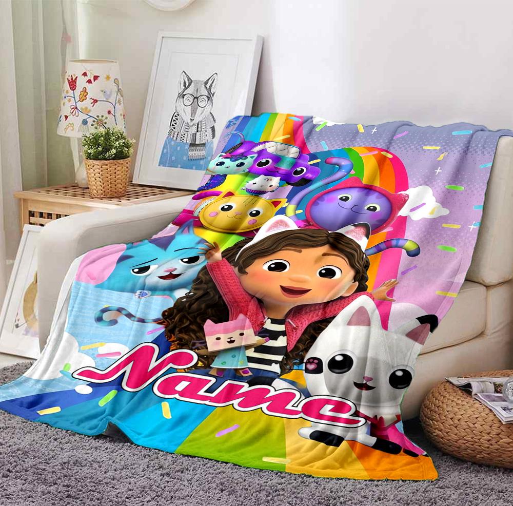 Custom Name Fairy Cat Dreams Flannel Blanket Throw Blanket Soft Warm Sofa Bed Home Decor Unique Gift