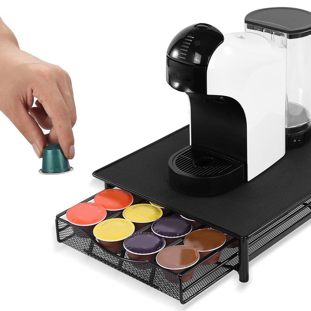 Coffee Pod Storage Drawer 36 Capacity Iron Capsule Organize Holder Drawer for Home Cafe