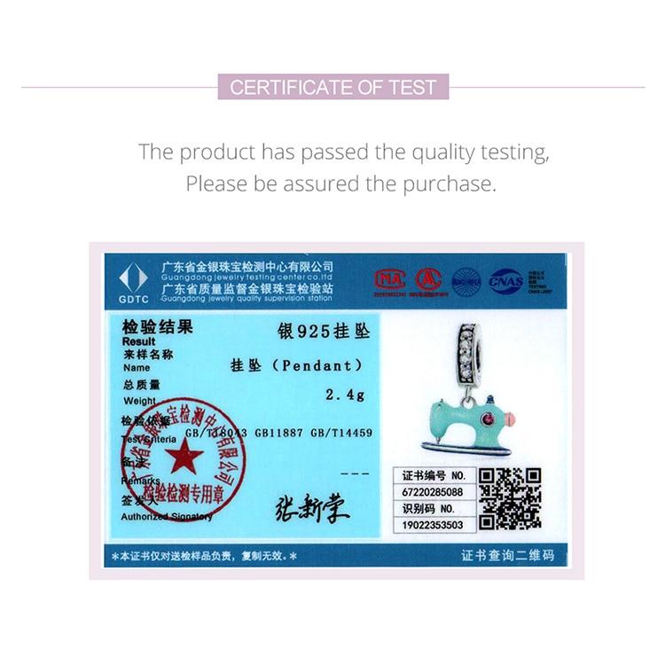 WOSTU 925 Sterling Silver Colorful Sewing Machine Charm Bead Pendant Fit Original Bracelet Necklace For Women Jewelry