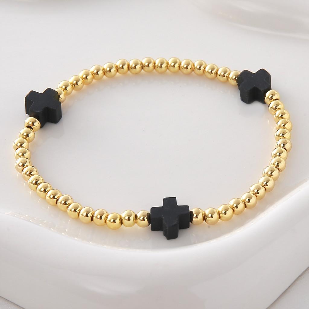 Kreuz Anhänger Kupferperlen Armband Mit Bunter Weichmasse Für Unisex Modeaccessoire