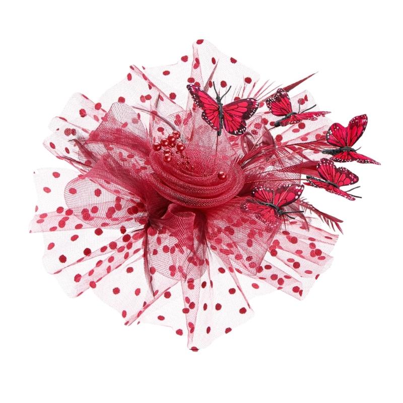 Bridal Fascinator with Faux Pearls Butterfly Headbands Hair Accessory For Weddings Adjustable Hair Clip Hair Decoration